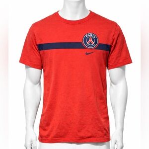 Nike Red Paris Saint-Germain Short Sleeve Crew T-shirt with Navy Stripe
